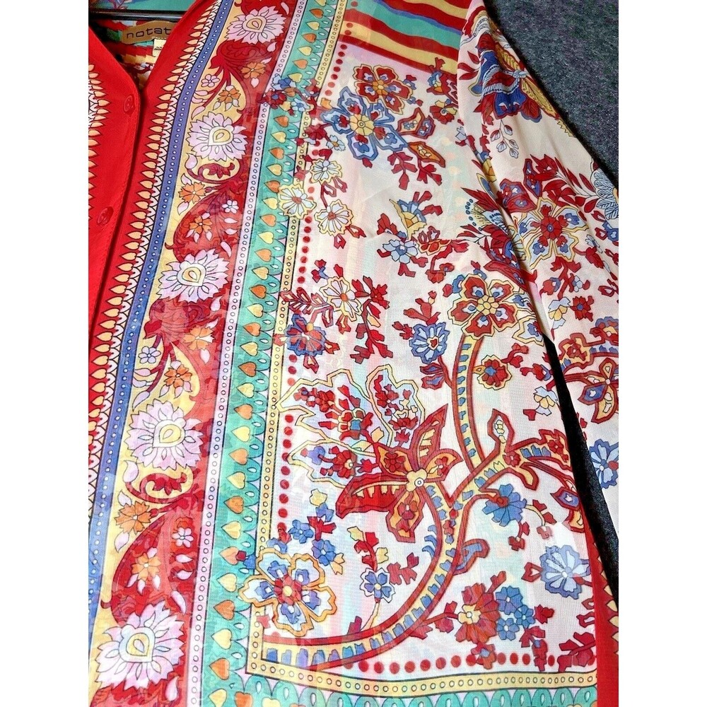 Notations 2-Piece Set Bohemian Floral Paisley Print Blouse & Tank Top Size Small - Picture 14 of 16